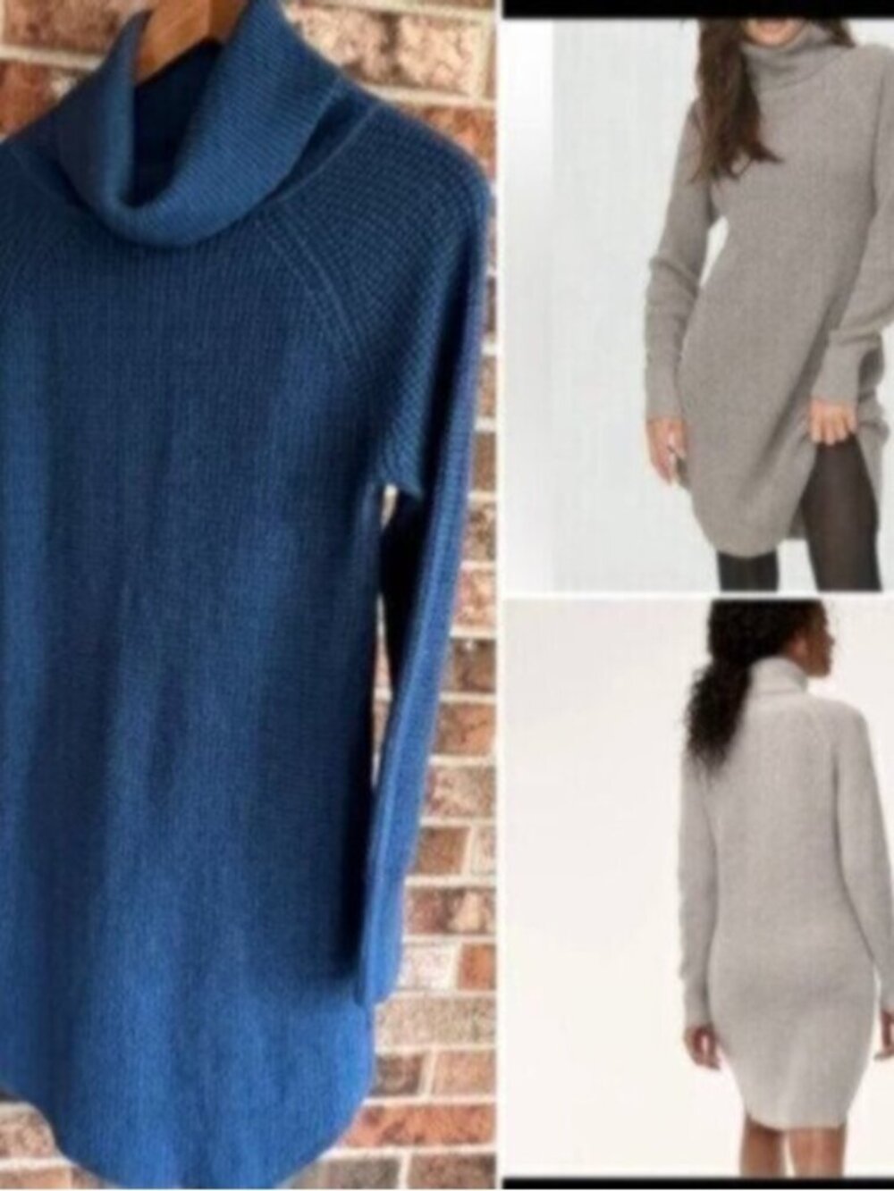 Aritzia * Wilfred Free 100% Italian merino wool Bianca Dress Sweater dress blue